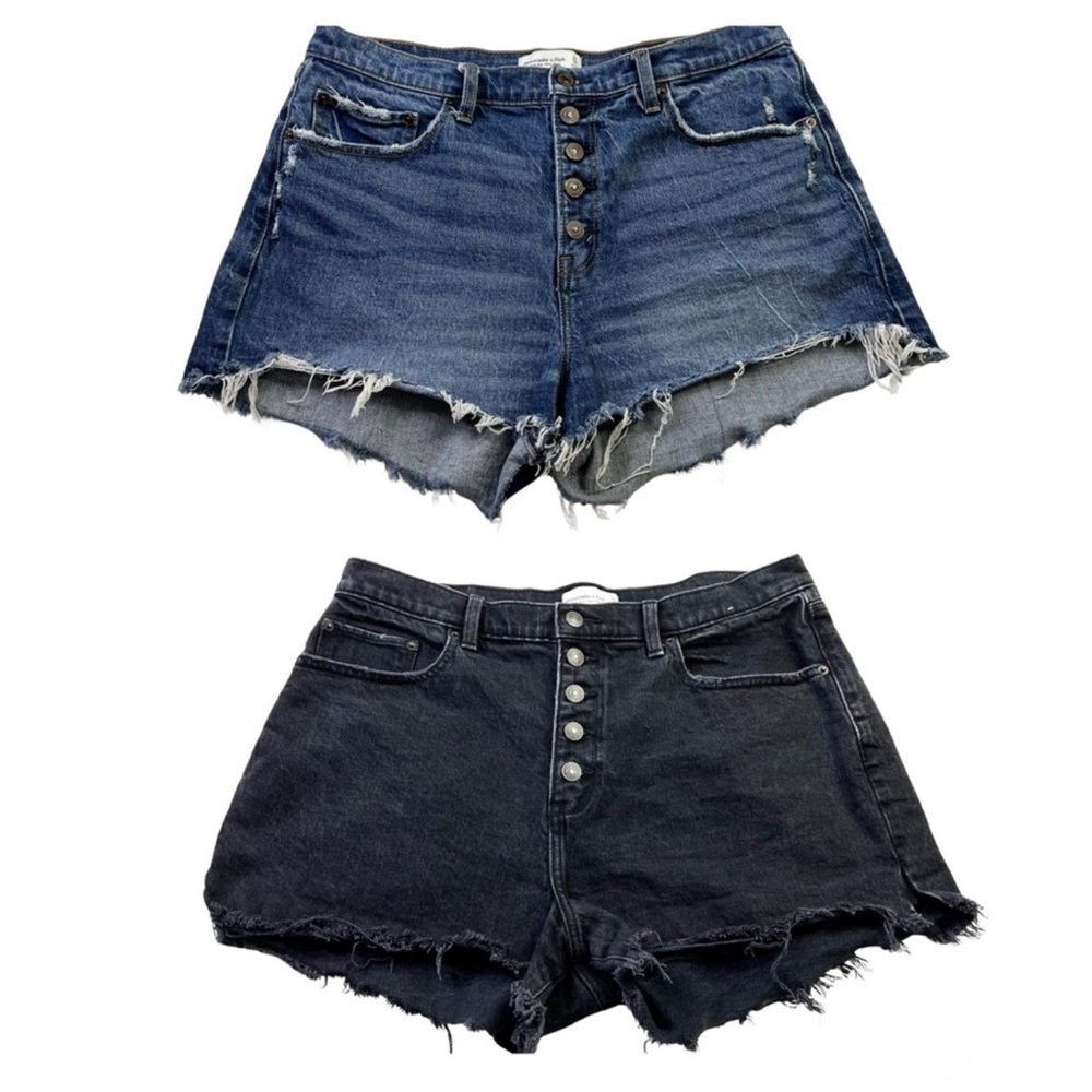 Abercrombie & Fitch Blue and Black Jean Shorts